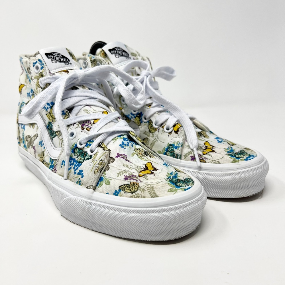 Vans Sk8-Hi Butterfly Floral White High Top Sneakers Mens Size 8 Womens 9.5 - Picture 9 of 14